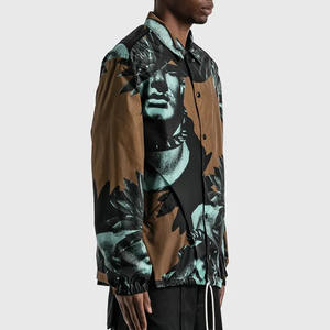 Coupe-vent d'hiver personnalisé pour hommes, imprimé graphique intégral, bordures élastiques en couleur, veste de survêtement surdimensionnée 100% polyester avec support - Product Image 3