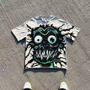 เสื้อยืดพิมพ์ลายดีทีจีขนาดใหญ่สำหรับผู้ชายเสื้อยืดคอกลมแขนสั้นผ้าคอตตอนพิมพ์ลายบ็อกซี่ - Product Image 3