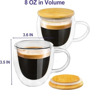 Tasses à café en verre à double paroi de 250ml pour thé chaud ou froid et tasses pour lait ou jus pour cadeaux d'affaires - Product Image 4