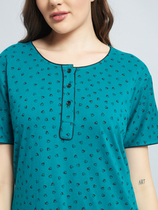 Camisón de Encaje 100% Algodón para Mujer, Manga Media, Largo Completo, Transpirable, Cuello con Estampado Floral, Elegante, Otoño/Primavera/Verano - Product Image 5