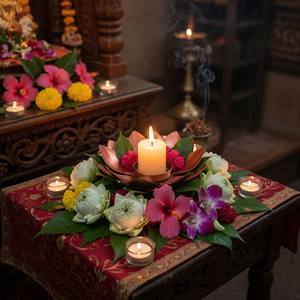 Support de bougie en fer durable et écologique fait à la main, design lotus, pour bougie chauffe-plat et bougie pilier, pour la maison, la pooja et la décoration festive - Product Image 6