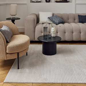 Juego de Alfombras de Área con Patrón Geométrico en Beige-Crema Carmel, Colección 6050 - Product Image 2