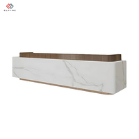 Bureau d'accueil moderne sur mesure pour cabinet d'avocats, salon de beauté - Surface solide, décoration lumineuse LED, utilisation hôtelière, garantie 10 ans