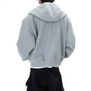 Chándales apilados de dos piezas con bordado desgastado para hombre personalizados de MOQ bajo, chándales ajustados transpirables cómodos lisos para hombre - Product Image 3