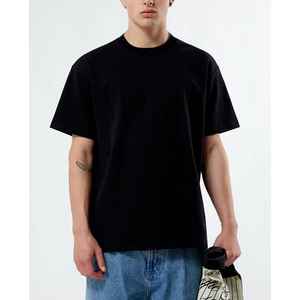 T-shirt col montant OEM 300 GSM, lourd et de luxe, 100 % coton vierge, personnalisable, col rond, coupe oversize pour homme - Product Image 5