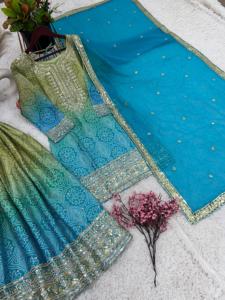 Conjunto de Vestidos Casuales Elegantes para Mujer con Estampado Digital Chinon, Lentejuelas, Bordado de Diamantes y Secuencia, Listo para Usar con Dupatta - Product Image 6