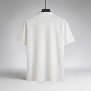 เสื้อโปโลผู้ชายคุณภาพสูง แขนสั้น ทรงหลวม สวมใส่สบาย เหมาะสำหรับฤดูร้อน ผลิตจากผ้าผสม ระบายอากาศได้ดี ขายส่ง TAD สีขาว - Product Image 2