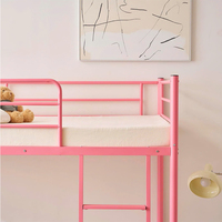 Lit superposé moderne en métal rose vibrant pour enfants, sûr et durable, gain de place pour appartement, chambre, villa