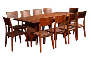 Ensemble de table à manger en bois de noyer massif de luxe moderne pour 10 meubles de maison rectangulaires avec finition en PU pour villa et appartement - Product Image 4