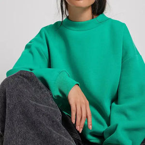 Sweat-shirt en coton polyester lourd à col montant décontracté pour femmes, saison d'hiver, avec logo personnalisé et coupe ample - Product Image 4