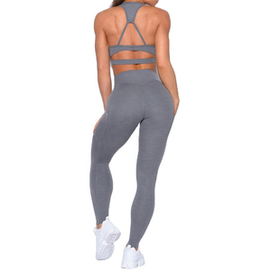 Logotipo personalizado Color sólido Manga larga Cuello redondo Jersey Casual Elástico Deporte yoga sujetador mujeres - Product Image 3