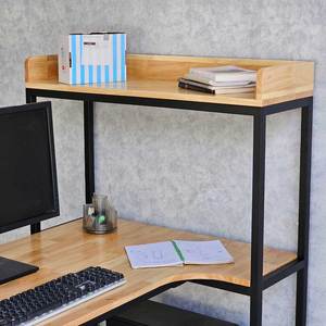 140x80cm Computer <b>Desk</b> with Integrated PC <b>Shelf</b> and Bookshelf Rubber Wood and Iron Frame Assembled for Hotel Use COD68055 - Product Image 5