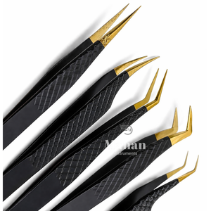 Juego de Pinzas de Precisión Premium de 5 Piezas, Acero Inoxidable, Punta Ultrafina, Antideslizantes, Kit de Herramientas para Reparación de Electrónica y Belleza - Product Image 4