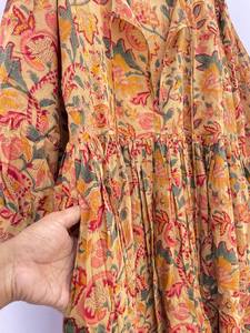 Hand Block Printed Floral Cotton Midi <b>Dress</b> Bohemian Summer <b>Dress</b> for Women - Product Image 6