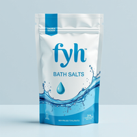 Sacs d'emballage personnalisés en plastique laminé transparent pour gommages corporels, sels de bain et bonbons, avec fenêtre transparente et fermeture éclair autoportante