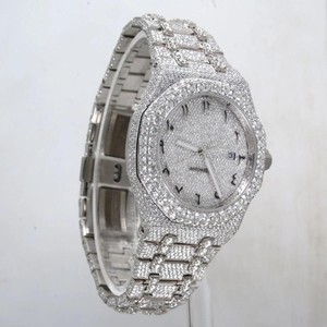 อินเดีย VVS Moissanite สายสแตนเลสนาฬิกาควอตซ์สำหรับผู้ชายคอลเลกชันฮิปฮอปเพชรสีขาวสดใสพร้อมสไตล์โบราณ - Product Image 5