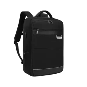 Stylish Black <b>Laptop</b> <b>Backpack</b> with Dual Zippers and Organized Storage - Product Image 2