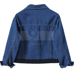 แจ็กเก็ตยีนส์ของผู้หญิงผ้าฝ้าย100% ดีไซน์ตามสั่งน้ำหนักเบาลวดลายสีพื้นถักสำหรับฤดูหนาว - Product Image 2