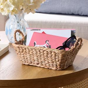 Panier en jacinthe d'eau tissé à la main avec poignées en boucle, panier de rangement fait à la main, vente en gros, écologique, fabriqué au Vietnam - Product Image 2