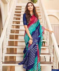 Look riche nouveauté dernier Saree imprimé de créateur avec chemisier non cousu pour femme indienne par vêtement ethnique ethnique - Product Image 3