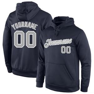 Directo industria al por mayor 3D bordado personalizado cosido azul marino gris-blanco deportes pulóver Sudadera con capucha - Product Image 1