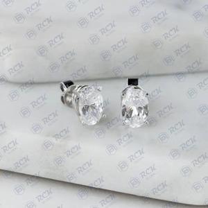 925 <b>Sterling</b> <b>Silver</b> 2.00 TCW Oval Cut <b>Stud</b> Moissanite Earrings for Women/ Anniversary Gift Jewelry for Her Diamond <b>Studs</b> - Product Image 2