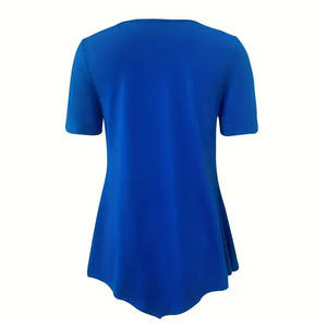 Camisetas de manga corta para mujer de alta calidad, venta al por mayor, moda de verano, ropa de cuello redondo, técnica teñida lisa - Product Image 5