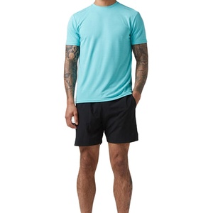 T-shirt uni sportif pour homme en tissu polyester léger et doux, imprimé par transfert thermique, séchage rapide, tricoté, vente en gros, été 2027 - Product Image 3