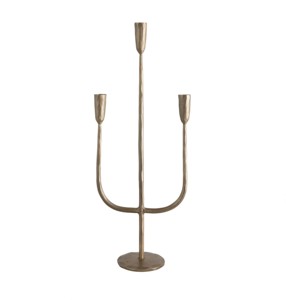 Trio de trois bougeoirs modernes en métal doré pour la décoration intérieure, la réception de mariage et les centres de table. - Product Image 1