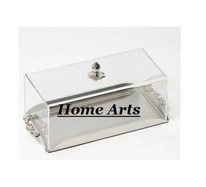 Bandeja de madera para servir postres con asas de aluminio y tapa acrílica Bandeja de dulces de color marrón de diseño fantástico - Product Image 6