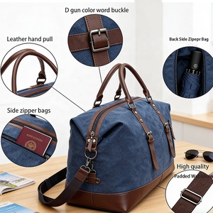 Bolsa <span class=keywords><strong>de</strong></span> <span class=keywords><strong>Viaje</strong></span> <span class=keywords><strong>de</strong></span> Lona Encerada Resistente con Logotipo Personalizado, Bolsa <span class=keywords><strong>de</strong></span> <span class=keywords><strong>Viaje</strong></span> <span class=keywords><strong>de</strong></span> Lujo Amplia y Espaciosa, Bolsa <span class=keywords><strong>de</strong></span> Lona Vintage con Ribete <span class=keywords><strong>de</strong></span> Cuero - Product Image 4