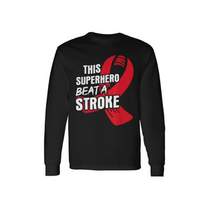 Superhero <b>Beat</b> Stroke Survivor Long Sleeve Promotional <b>T</b>-<b>Shirt</b> - Product Image 2