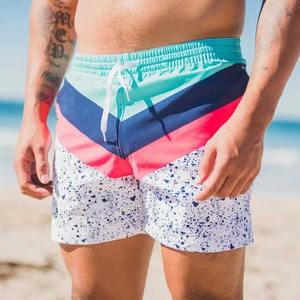 Usine directe 100% coton hommes été Shorts de plage Anti-rides décontracté impression femmes Shorts de plage taille élastique solide teint - Product Image 3
