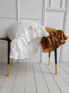 Funda de Lino Orgánica Personalizable, Funda de Almohada con Volantes, Color Sólido, Tamaño Estándar, Queen/King, Hotel Hospital - Product Image 4