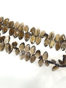 AAA Natural Smokey Cuarzo Facetado Marquesa Forma Briolette Cuentas Tamaño 7x14mm Aprox. 17 pulgadas hebra - Product Image 4