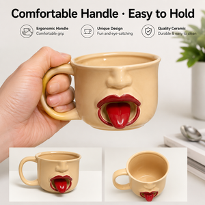 Mug en céramique amusant avec langue qui sort, design 3D créatif, tasse à eau pour le bureau, cadeau rigolo - Product Image 3