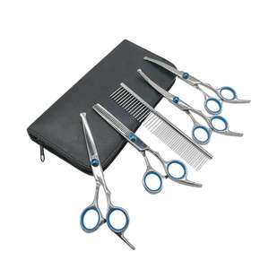 Tijeras profesionales de aseo para perros de acero inoxidable de 8 ", tijeras de adelgazamiento curvadas y curvas, tijeras reutilizables para peluquero de mascotas ANAAIF - Product Image 5