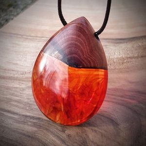 Ladies Children's Christian <b>Fashion</b> Vintage Black Ebony Wood Resin Necklace Pendant Woven Rope Chain Jewelry - Product Image 4