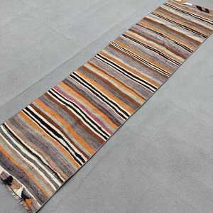 2x8 ft Vintage Rug, Turkish Runner Rug, <b>Brown</b> Floral <b>Wool</b> Rug - Product Image 2