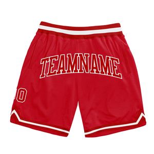 Industrie Direct Engro Sportswear Cómodo personalizado Rojo-Blanco Auténtico retroceso Pantalones cortos de baloncesto - Product Image 1