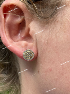 Luxury Rhodium Plated Sterling <b>Silver</b> Cluster <b>Stud</b> <b>Earrings</b> Brilliant Cut Moissanite Micro Pave Setting Signet Style for Women - Product Image 3