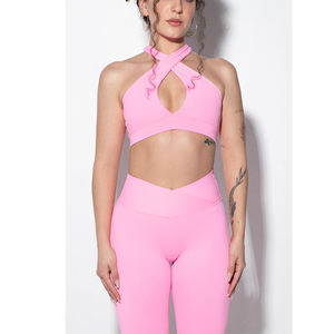 Pantalones de Yoga de cintura alta XL para mujer, logotipo personalizado impreso, transpirable, Spandex, nailon, venta al por mayor, gimnasio, entrenamiento, estilo informal ajustado, venta al por mayor - Product Image 3