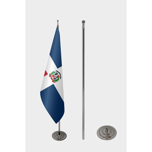 Customizable Official Interior Dominican Republic <b>Flag</b> with Aluminum <b>Pole</b> & Digital Printing - Product Image 2