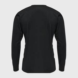 Camisa de manga larga negra con logotipo personalizado al por mayor, técnica teñida lisa de manga corta de tela de poliéster transpirable - Product Image 2