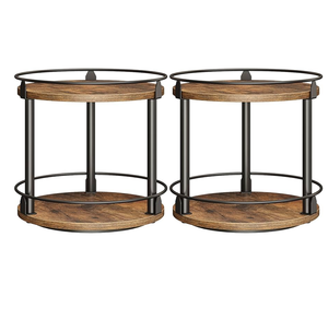 Porte-épices en bois Plateau rotatif rond Table à manger Plateau tournant en bois Lazy Susan avec design en métal look unique - Product Image 3