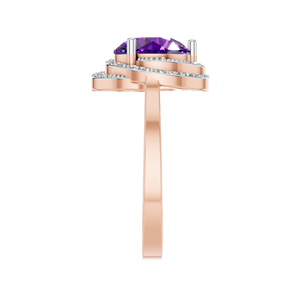 OEM ODM Custom 14K 18K Gold Lab Grown Amethyst Halo Solitaire <b>Ring</b> Classic IGI Certified 2.5 Carat Prong Setting Fine Jewelry - Product Image 2