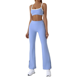 Verano último diseño Atlético alto elástico Fitness desgaste sin costuras Yoga gimnasio 2 piezas conjunto ajustado medias mujeres Yoga conjuntos para niñas - Product Image 3