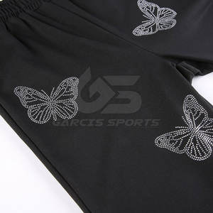 Ensemble de survêtements avec strass Veste ornée de paillettes et joggers Survêtement avec strass pour hommes Tenue tendance de style de rue - Product Image 6