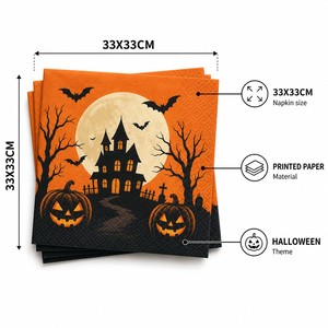 Halloween Party Napkins Printed Pumpkin Ghost Design Disposable <b>Paper</b> Napkins for Halloween Party Table Decor - Product Image 5