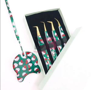 Pinzas de diseño de gatito recubiertas de papel, colección de etiquetas privadas, pinzas de pestañas de acero inoxidable, pinzas de punta de fibra de extensión - Product Image 4